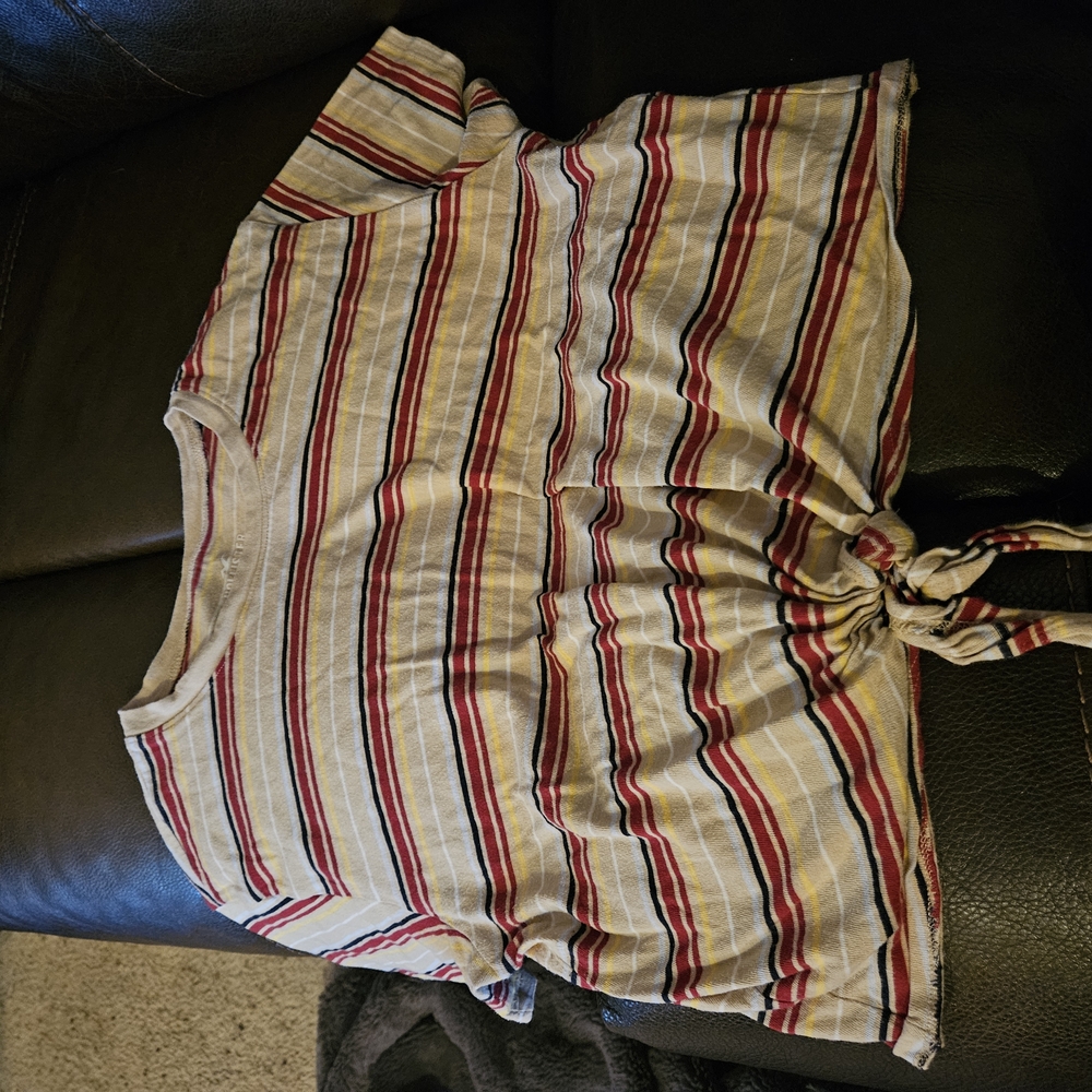 Striped Tie-Front Top